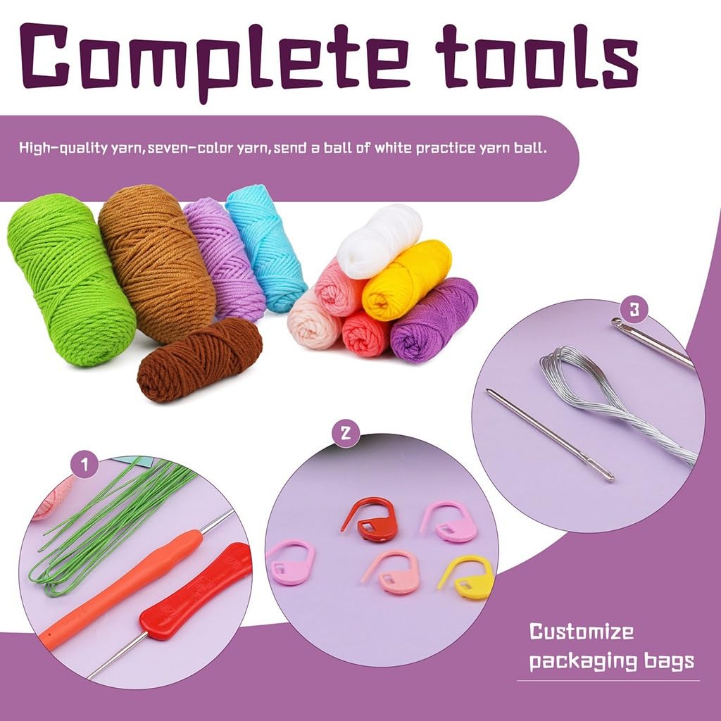 Kit de Crochet, Kit de Crochet Completo for Principiantes con Instrucciones Paso a Paso y Video Tutorial Aprende el Kit de Inicio de Crochet for niños Adultos (Color : B)