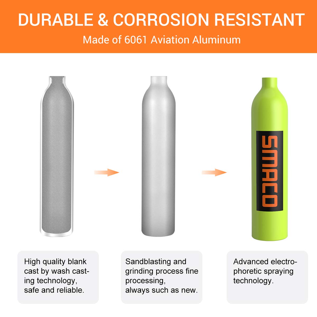 SMACO Mini Scuba Tank, Bombola Subacquea Bombole da Immersione Ossigeno Bombola con 10-15 Minuti Diving Ossigeno Serbatoio Bombola Sub Respiro Sott'Acqua Dispositivo 0.7L S500(Consegna in 10 Giorni)