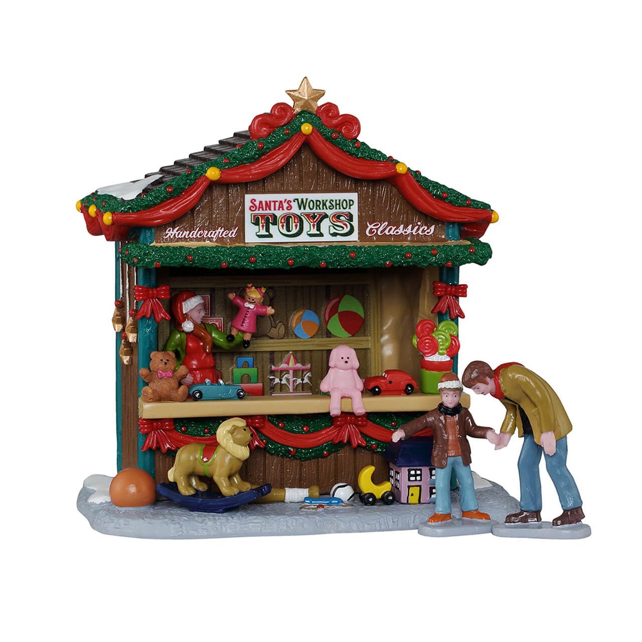 Lemax Red Santa Claus Toy Shop Toys From Santa Claus Workshop In Resin (H 14 X 19.5 X 9.5 Cm)