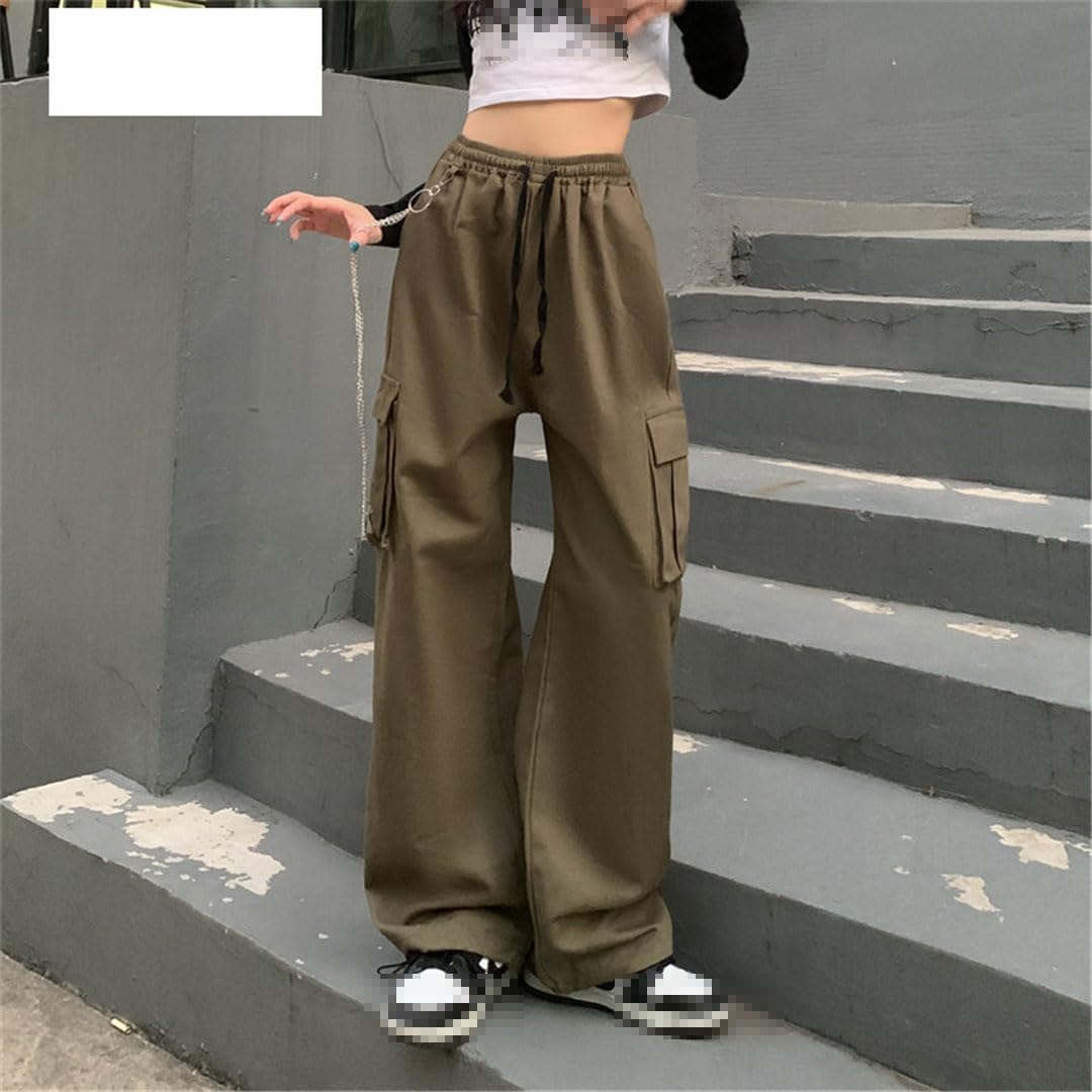 Vogrtcc Pantalones Rectos De Carga Al Aire Libre De Cintura Alta para Hombres Pantalones Casuales con Múltiples Bolsillos De Cintura Elástica