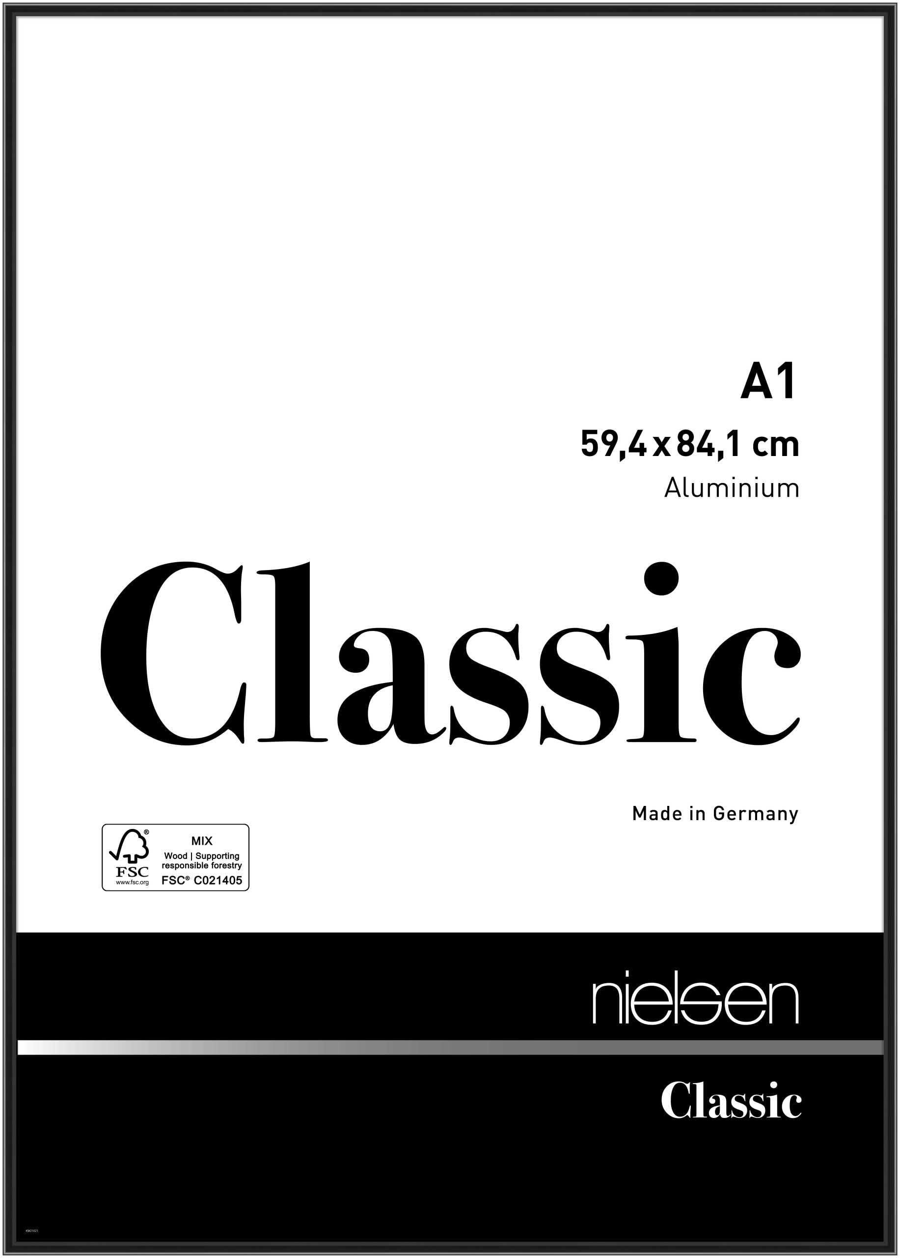 B&Q -  Classic Polished Black Aluminium Picture Frame A159.4X84.1CmWith Float Glass And Push/turn Clips