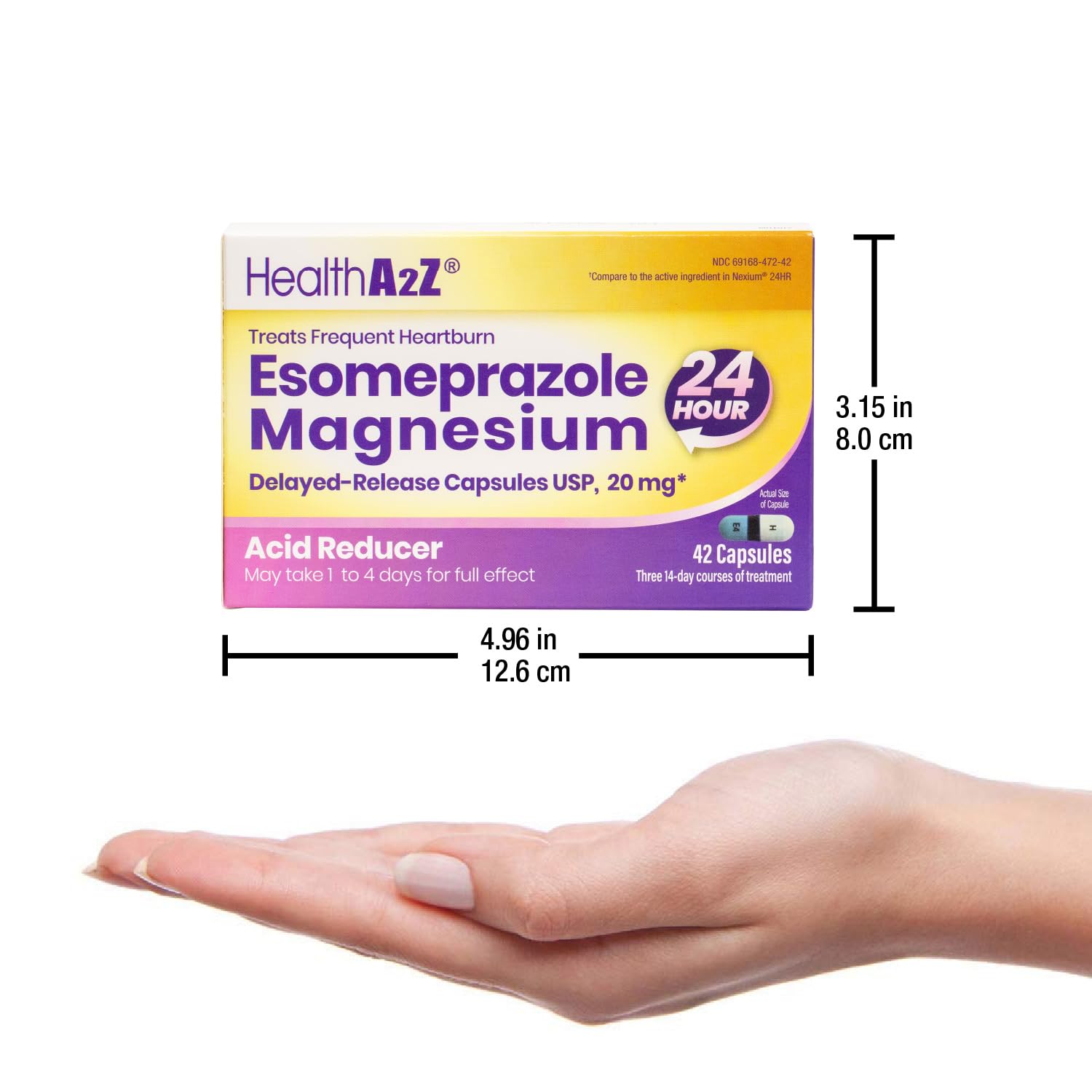 HealthA2Z® Esomeprazole Magnesium | Acid Reducer | 20mg | Delayed-Released Capsules USP | 24 Hours | Treats Frequent Heartburn (42 Counts) — Amazon image 7