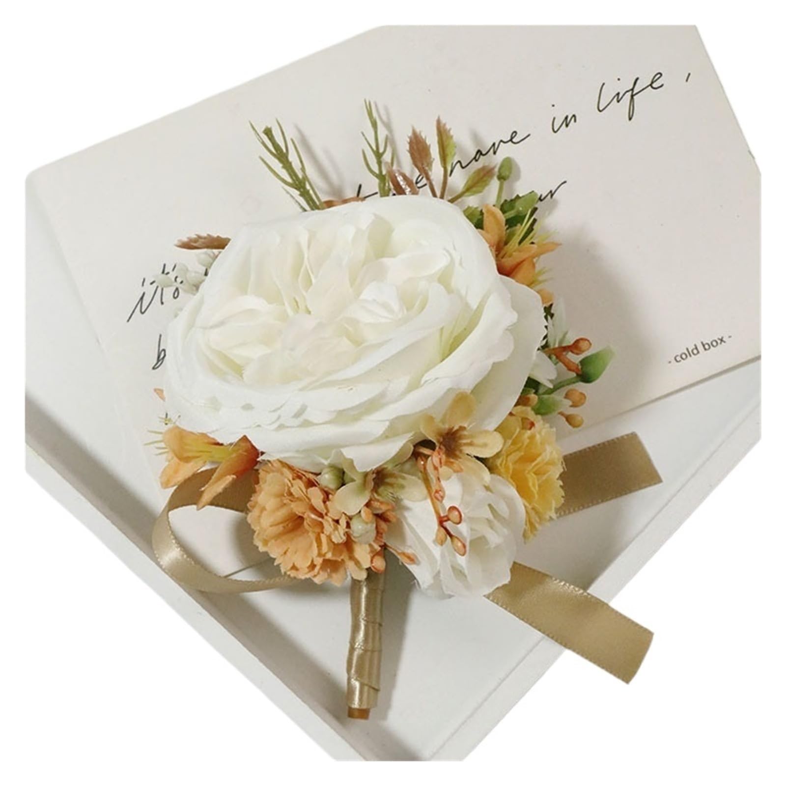 UJEDFHV Wedding Simulation Rose Corsage Vintage Boutonniere Wedding Fake Silk Rose Corsage Bracelet Ceremony Flowers For Proms