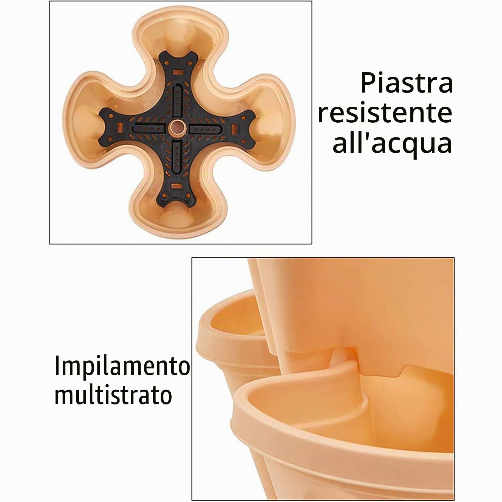 Generico Fragole Verticale da Giardino 6 Ripiani Impilabile Vaso Trifoglio per Fiori Rampicanti Piante Fioriera da Balcone Regolabile Plastica Grande Porta Piante da Esterno ed Interno,B