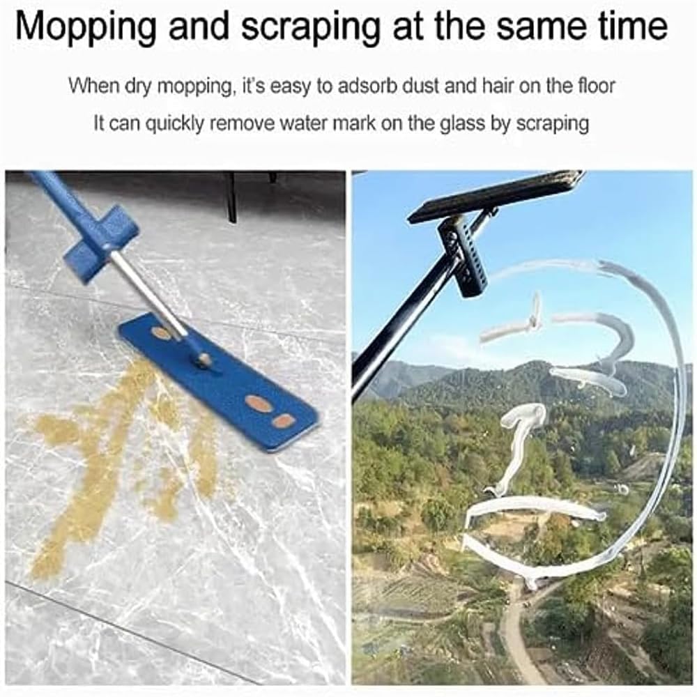 2025 Flacher Wischmopp Mit Eimer - 360° Drehbar, Edelstahlgriff, 6 Mikrofaser-Pads