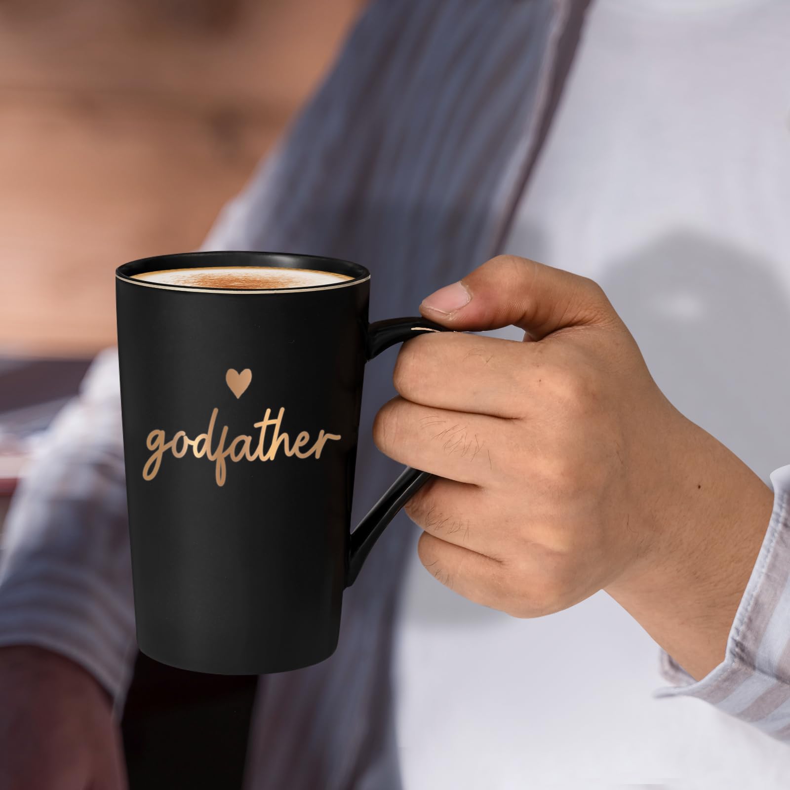 YHRJWN Godfather Gift, Godfather Proposal Gifts, Pregnancy Announcement Baptism Birthday Father's Day Christmas Presents, 14 Oz with Gift Box Black