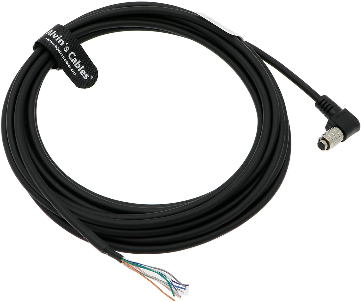 Alvin's Cables HR25-7TP-8S Hirose 8 Pin Female Right Angle to Open End High Flex Cable for IDS, Allied Vision GigE, DAHENG Imaging Industrial Cameras 5m| 16.4ft