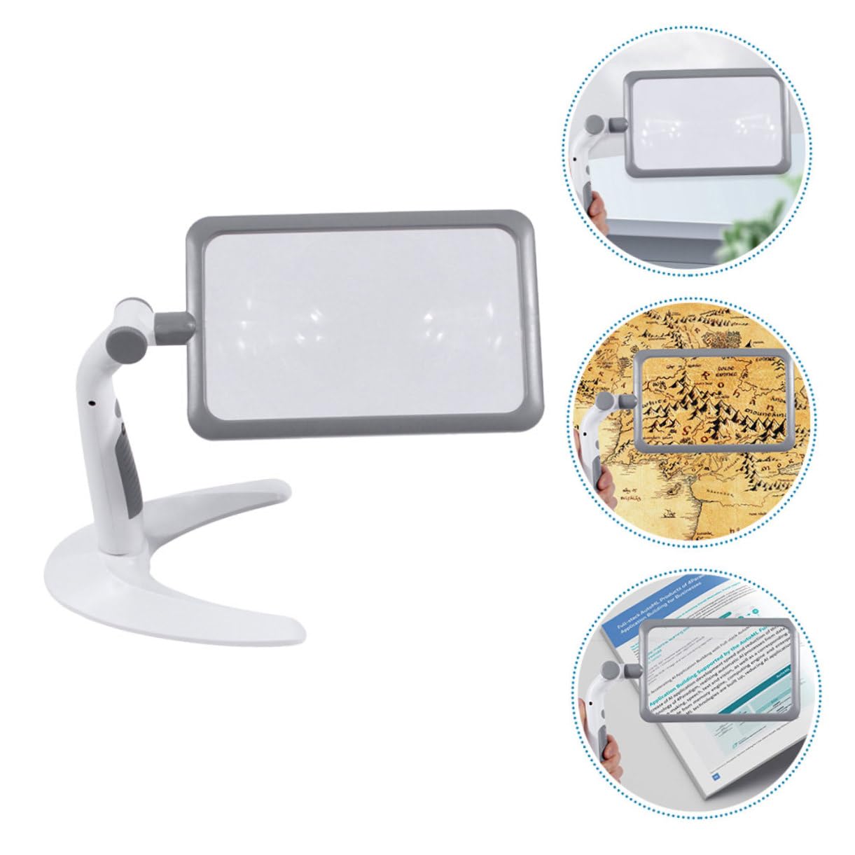 Lupa LED de Mano y Sobremesa 2, 5X Abs Acrílico para Lectura | 48 Luces, Luz Cálida y Fría Regulable, Funciona 3 Pilas Aaa No Incluidas, para Dibujo y Manualidades