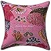 Stylo Culture Coton Coussin Ethnique Couverture imprimé Kantha Stitch 16x16 Couvert de Fruits tropicaux pour bébé Rose