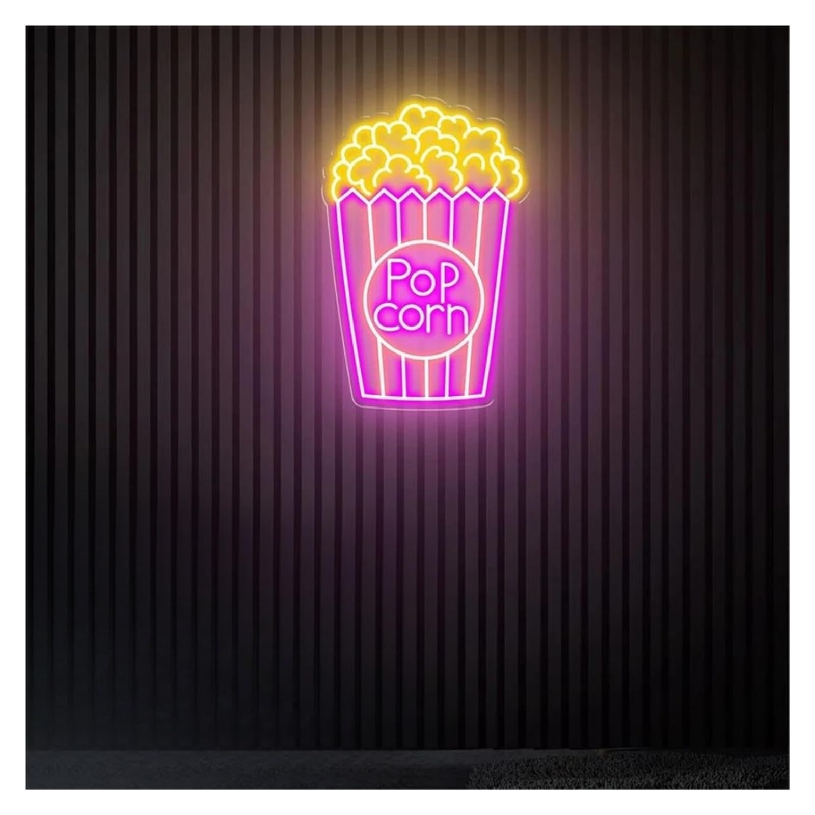 SHOUXI Sign Lamp Pop Corn Neon Sign Snack Bar Film Room Decor Popcorn Lights Dimmable Decoration(B,60X40CM)
