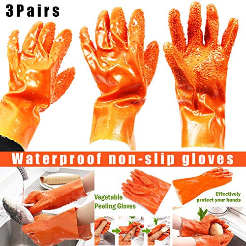 Guajave 3 Paar recycelbare Kartoffelhandschuhe, Fischschuppen, rutschfest