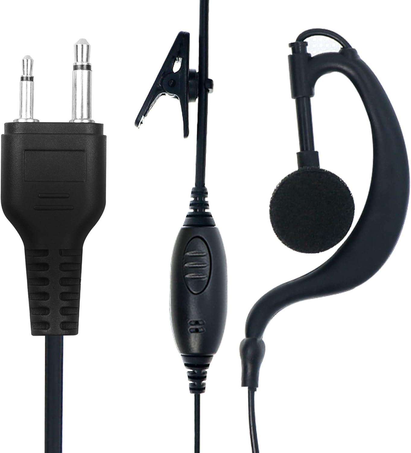 Walkie Talkie Headset for Midland, 2 Pin G Shape Clip-Ear Walkie Talkie Earpiece with Mic PTT Compatible with Midland LXT118 GXT1000VP4 LXT500VP3 LXT600VP3 LXT380 Two Way Radio (6 Pack) - Image 3