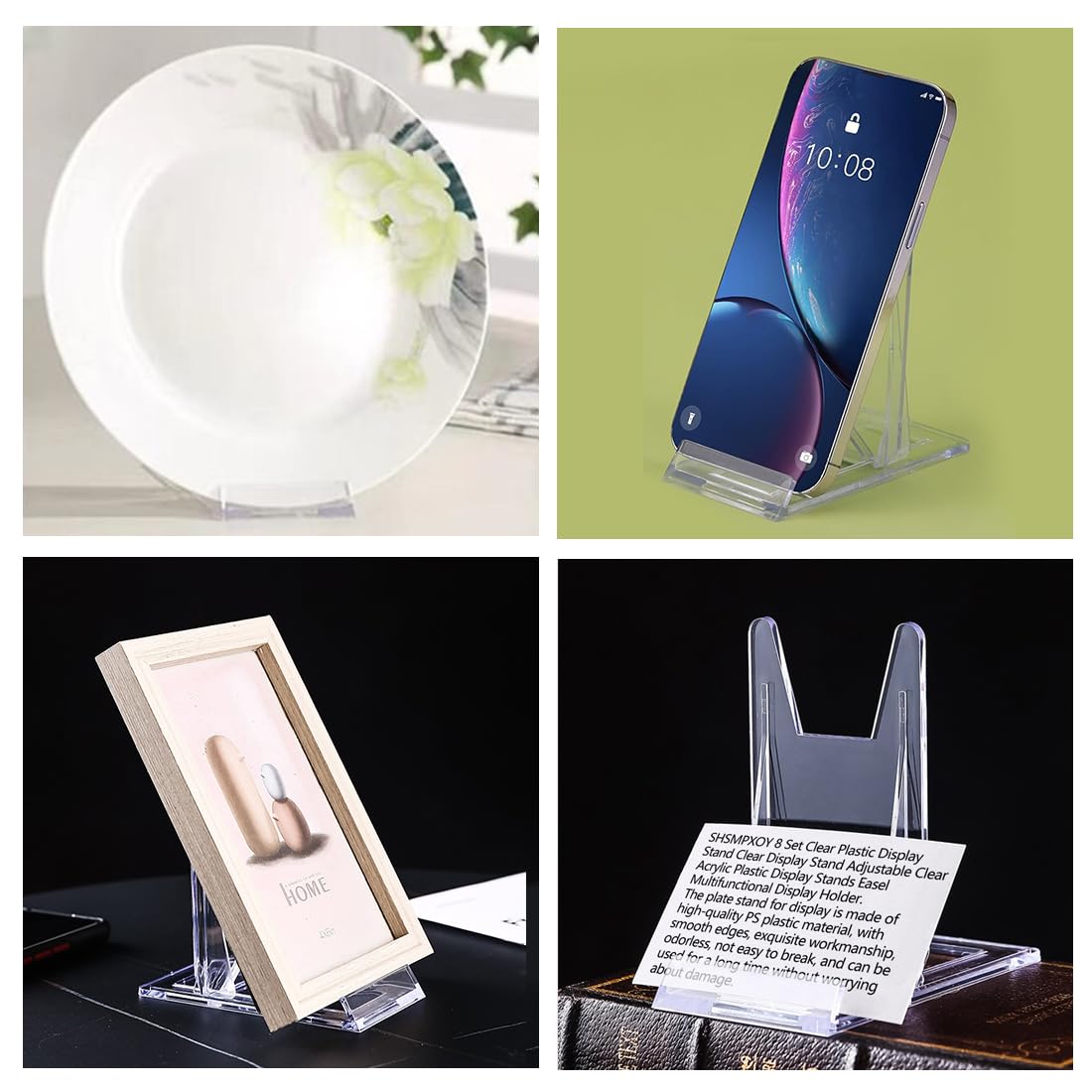 8 Pièces Support De Présentation Réglables, Supports De Plaque Affichage En Plastique