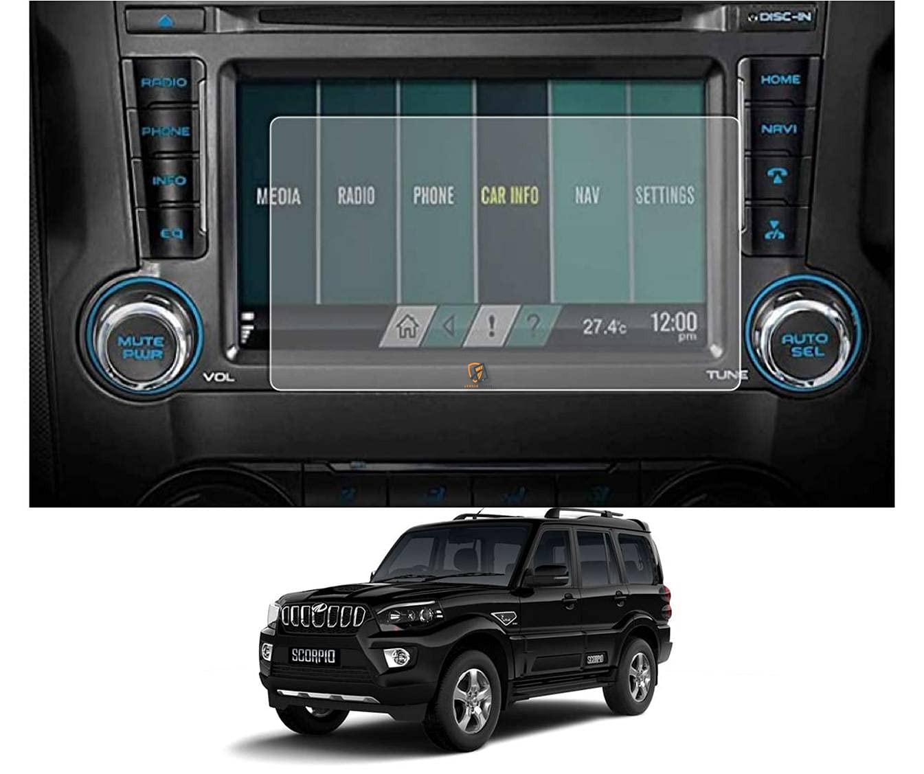 Armour Guards Unbreakable Nano Glass Car Infotainment Screen Protector Compatible with MAHINDRA SCORPIO S11 4Wd (Transparent)-picture-16