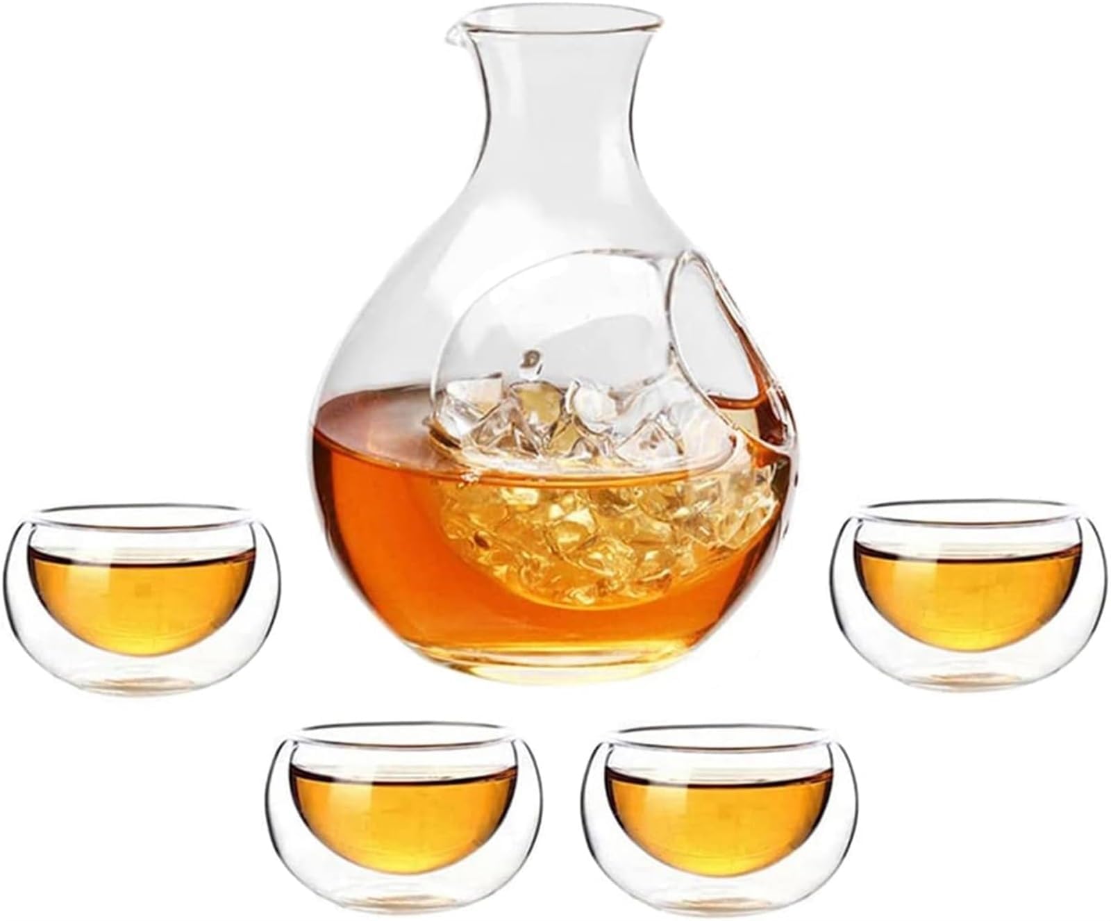 5 PCS Japanese Sake Set, 300ml Glass Sake Set, Includes 1 Sake Bottle 4 Sake Cups For Serving Hot Or Cold Sake At Home Or At A Restaurant