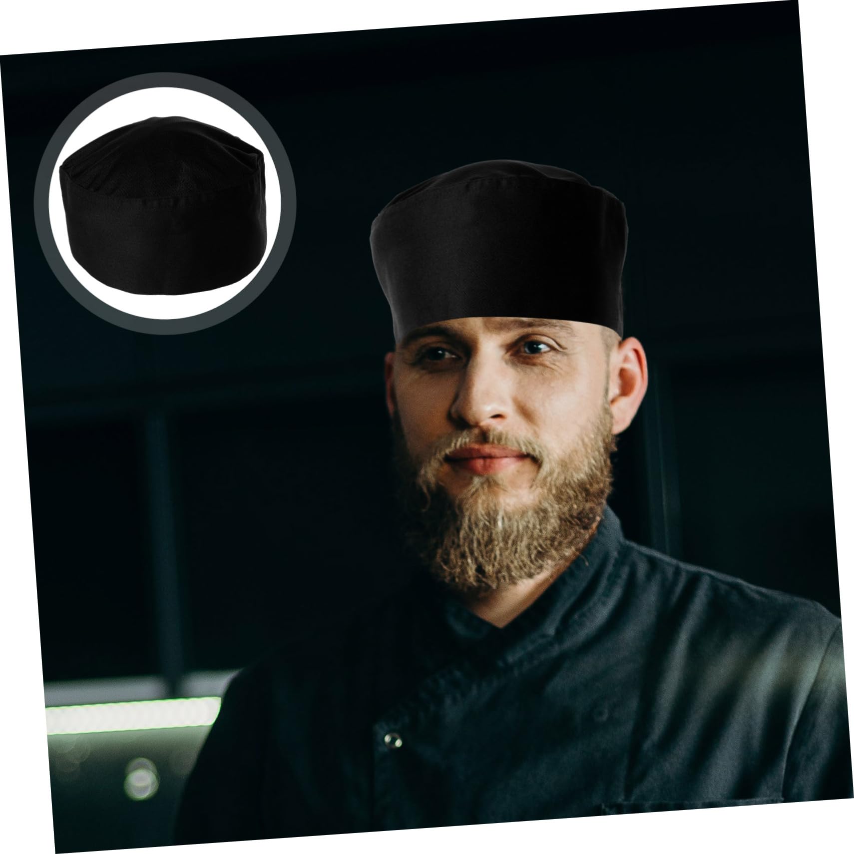 Ipetboom Sombrero de Cocinero Tapa de Catering Sombreros de Chef para Hombres Sí Gorras de Cocinero Gorro de Chef Sombrero de Turbante para Servir algodón Black