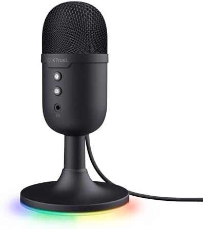 GXTrust Yami USB Streaming Mikrofon PC Podcast Twitch Discord ASMR, Schwarz | Kondensator Gaming Mikrofon Nierencharakteristik, Stummschaltung, RGB Beleuchtung