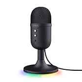 GXTrust 236 Yami Microfono a Condensatore USB da Streaming per Podcast, Gaming, Discord, Twitch, Youtube, Microfono ASMR con Pulsante di Silenziamento, Schema Cardiode, RGB - Nero