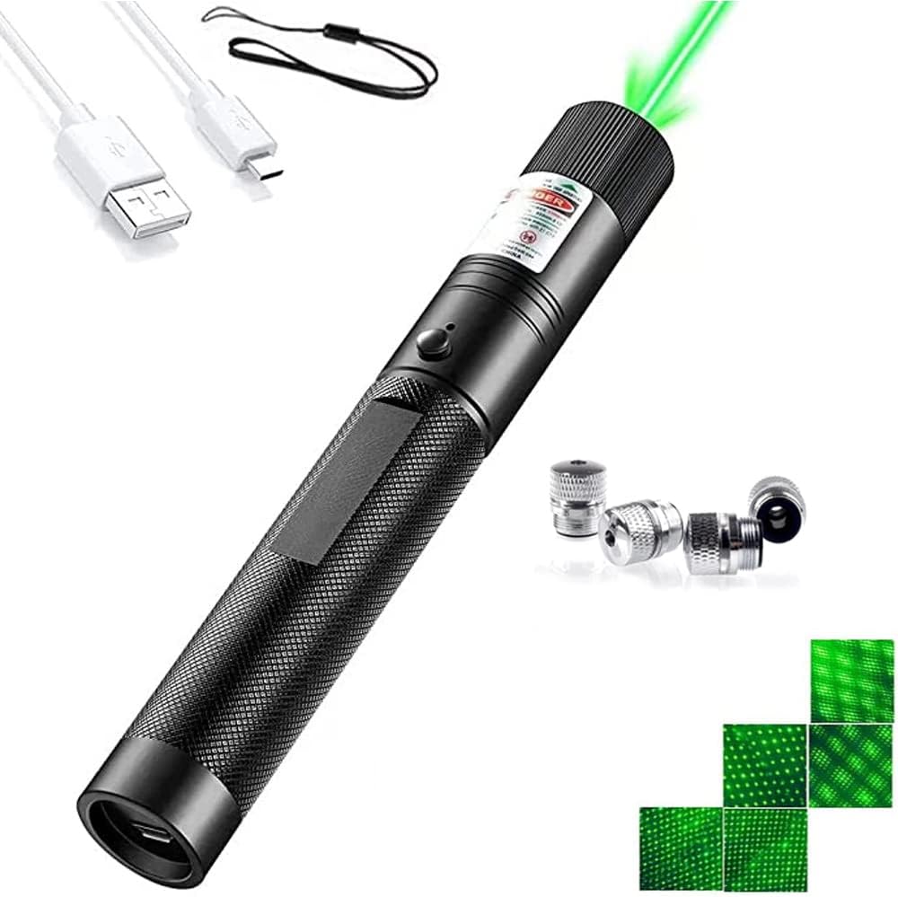 Green Light Flashlight with USB Cable for Night Outdoor Work Hiking Hunting Fishing