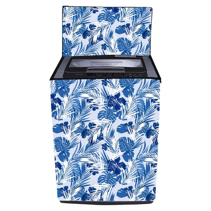 Image of Fully Automatic Top Load Washing Machine Cover Suitable For Samsung, Lg, Godrej, Whirlpool 6.5Kg, 7Kg, 7.5Kg, 8Kg, 9Kg, 10Kg, 11Kg ( 58Dx60Wx94H ), Waterproof Cover, White+Blue.