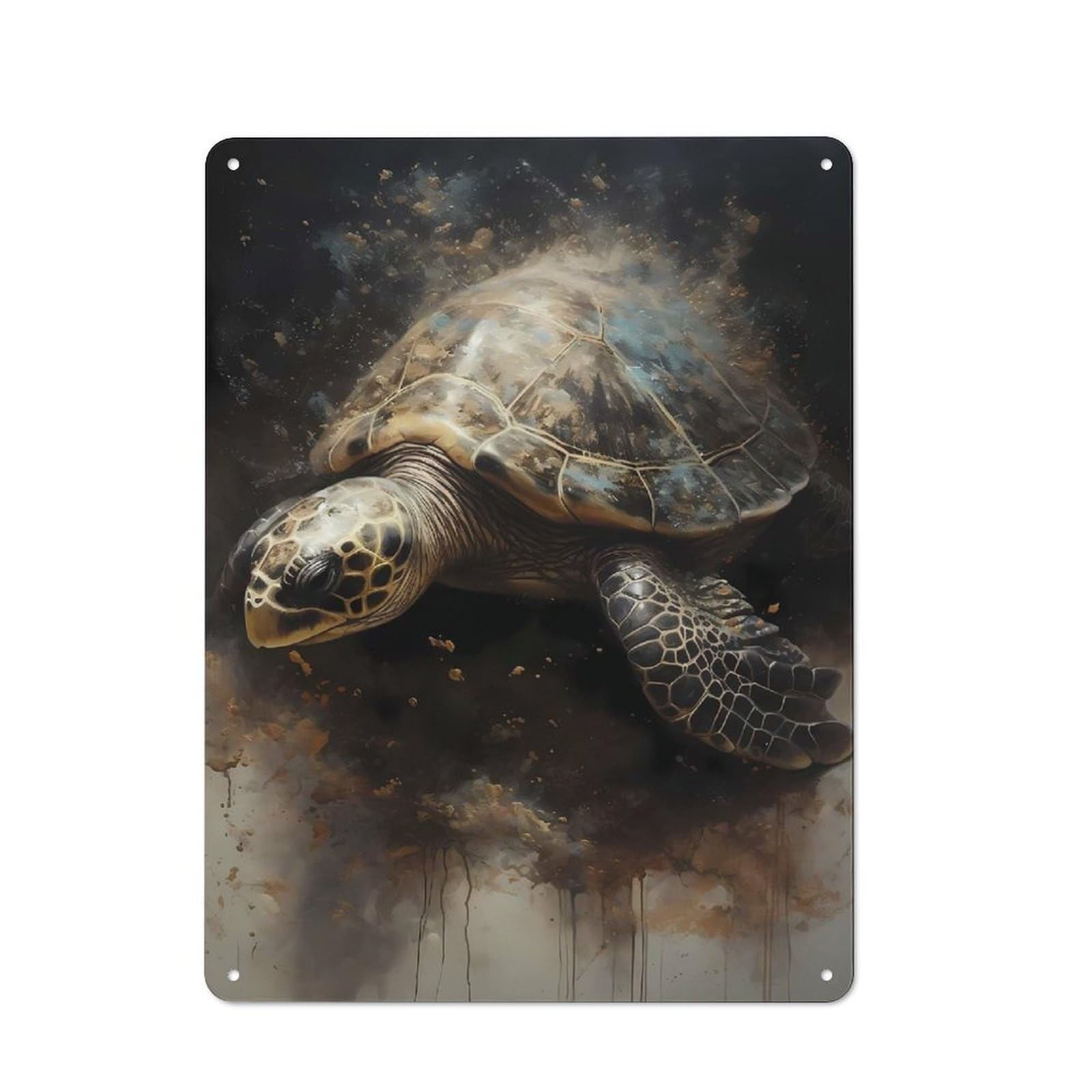 Metal Plaque 40x30cm with Turtle Chimerical for Pub Or Café, Retro Decor, for Pub Decor Enthusiasts Refreshing A Room in Autumn