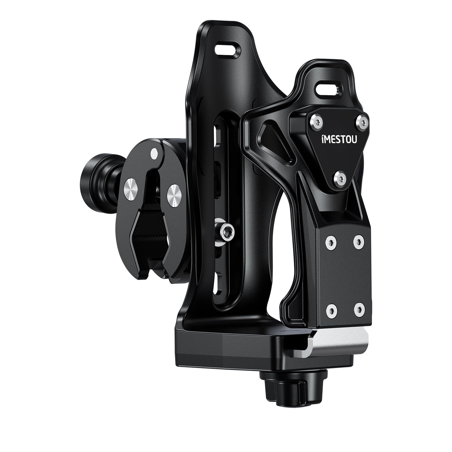 iMESTOU Porte-gobelet Antivol pour Moto, Porte-Bouteille d'eau pour ATV Compatible avec Les Bouteilles de 50 à 90 mm de Diamètre, avec Pince Métallique 12,7-33 mm pour Vélo, Scooter, Poussette...