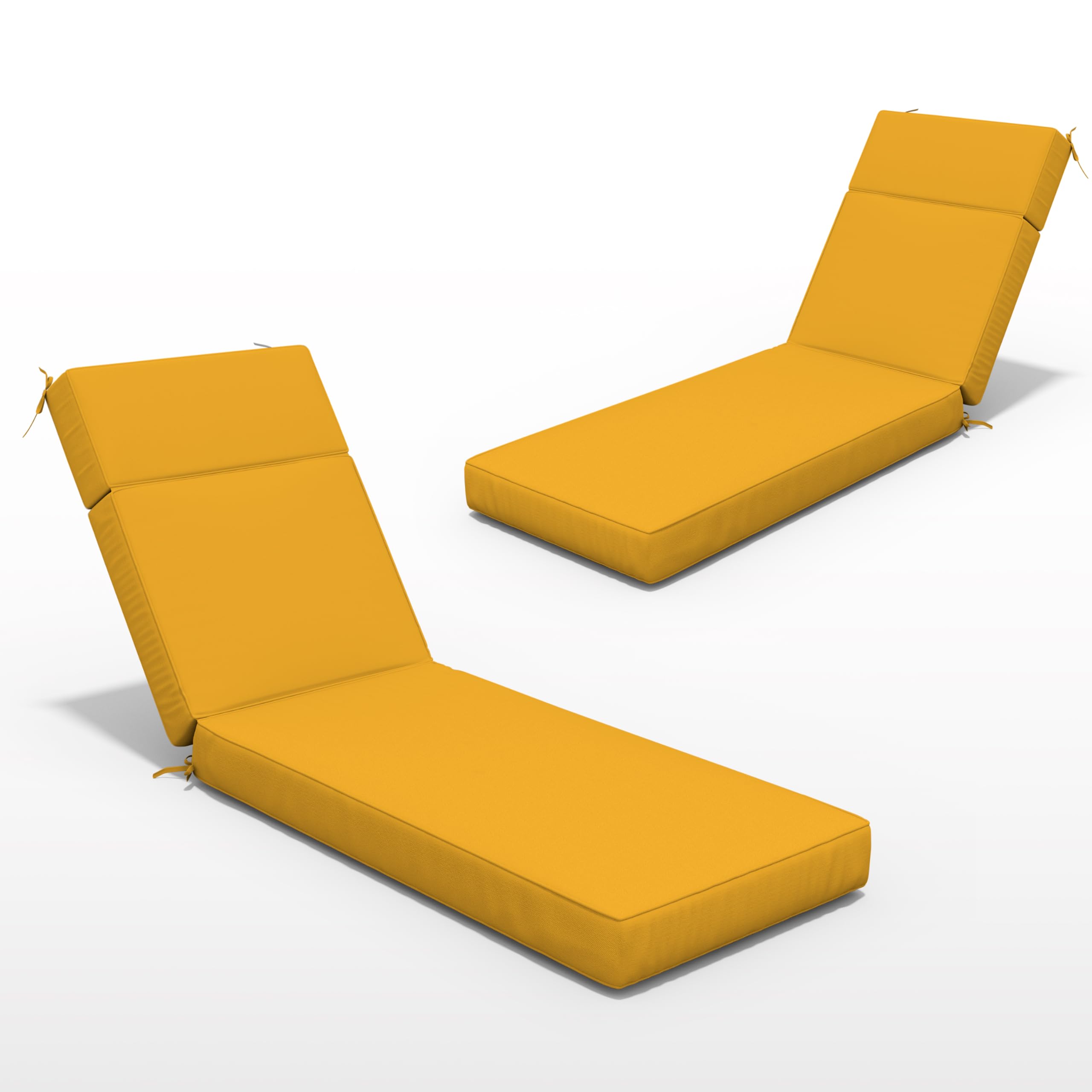 Tounosnt 2Pcs Outdoor Chaise Lounge Cushion 72" L X 21" W X 4" D, High-Density Foam Outdoor Chaise Cushion Water Repellent and Fade Resistant for