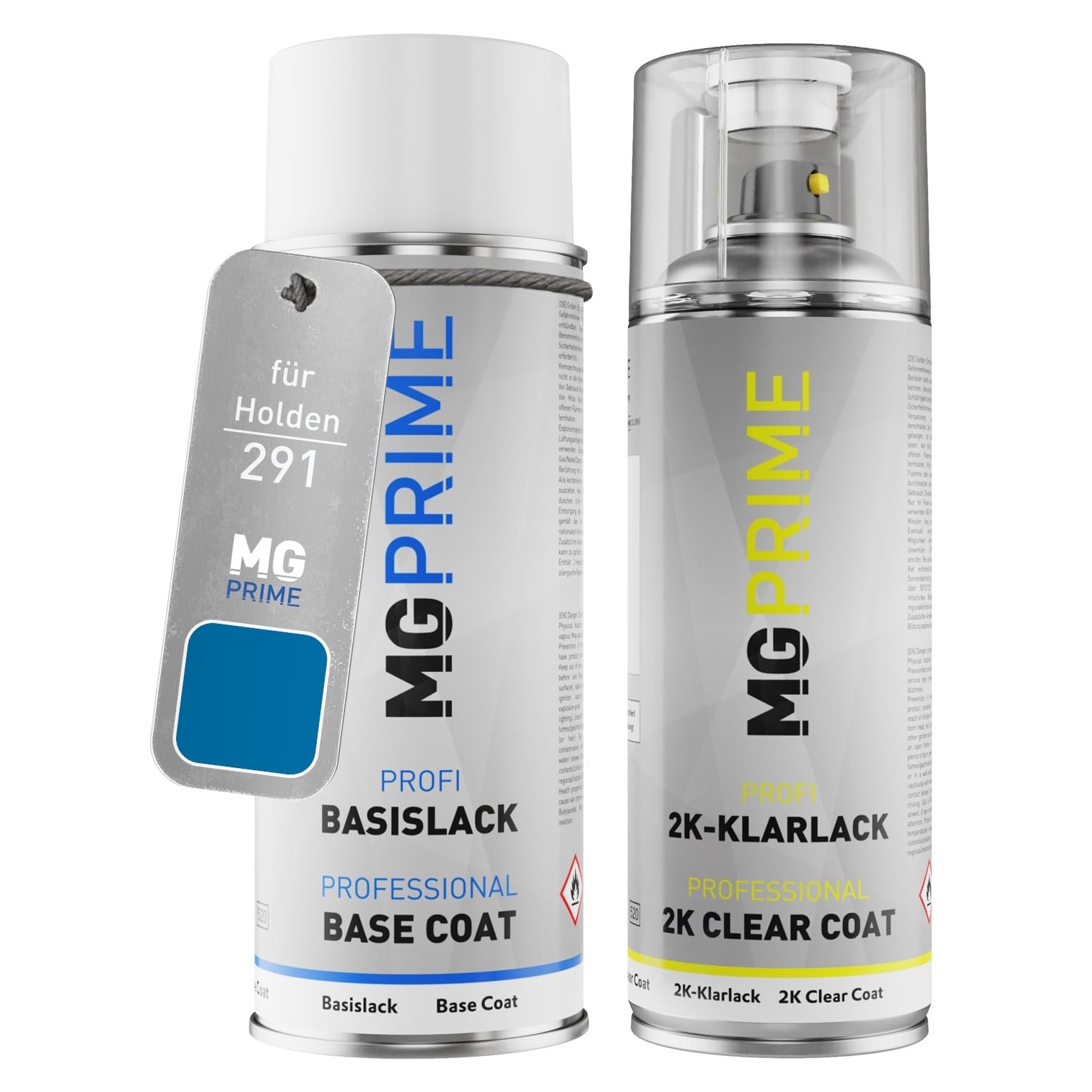 MG PRIME Pintura automotriz Spray para Holden 291 Arden Blue Metallic +2K | Kit capa de base + barniz 2K, Aerosoles 400ml