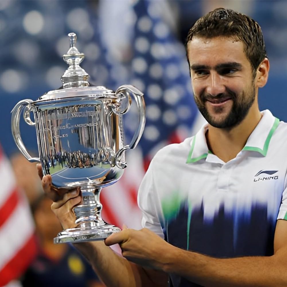 Nachbildung der US Open Tennis-Herren Einzel Champion Trophäe, Challenge Cup Meisterschafts Trophäen Tennis Fan Heimdekoration Sammlerstücke Display Ornamente Kunstharz