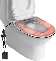 Capa de assento de vaso sanitário aquecida, aquecedor de assento de vaso sanitário alimentado por USB com carregador, função de tempo e temperatura ajustável de 5 velocidades, capa de assento de vaso