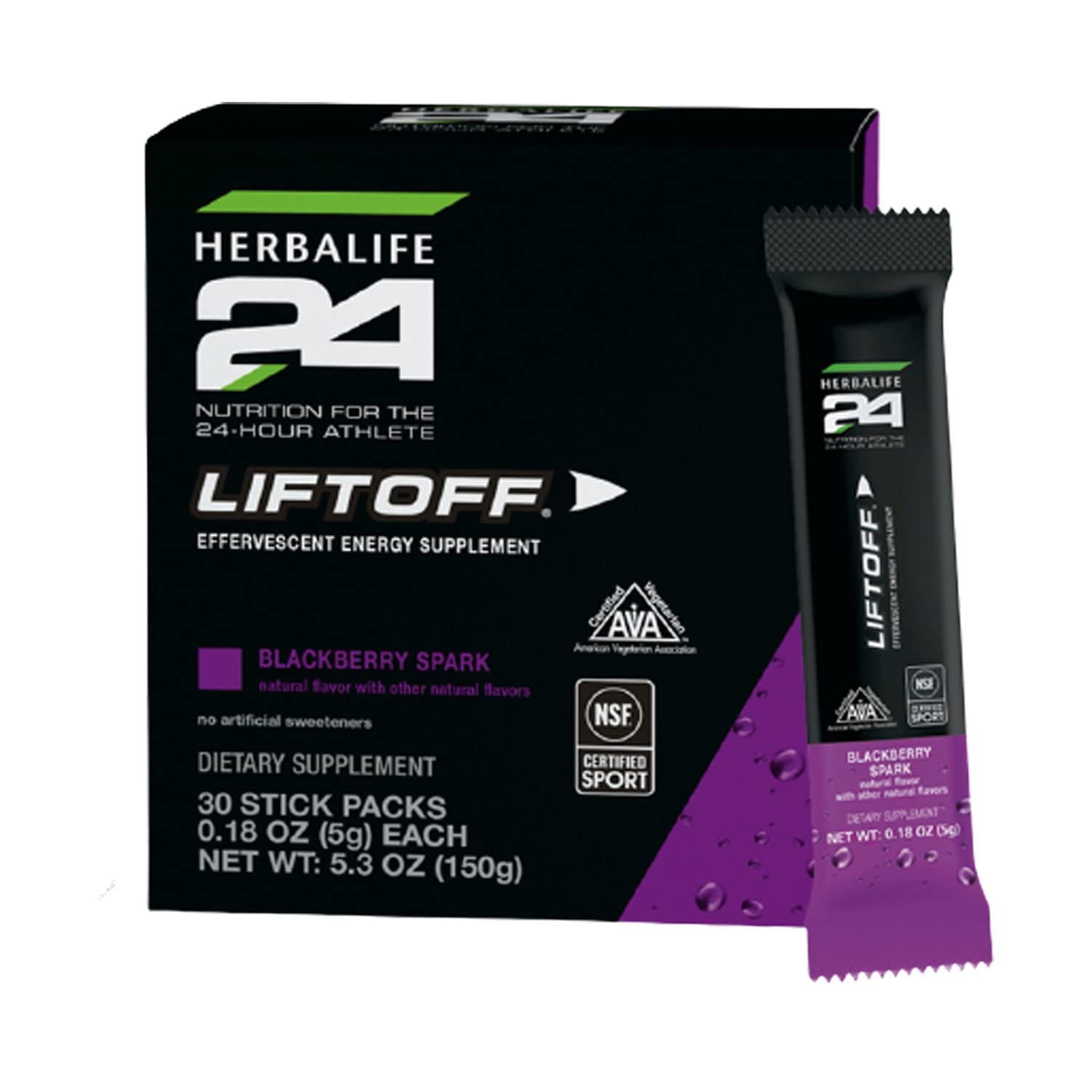 HERBALIFE24 Liftoff: BlackBerry Spark (30 Stick Packs) Nutrition for The 24-Hour Athlete, Energy Sup
