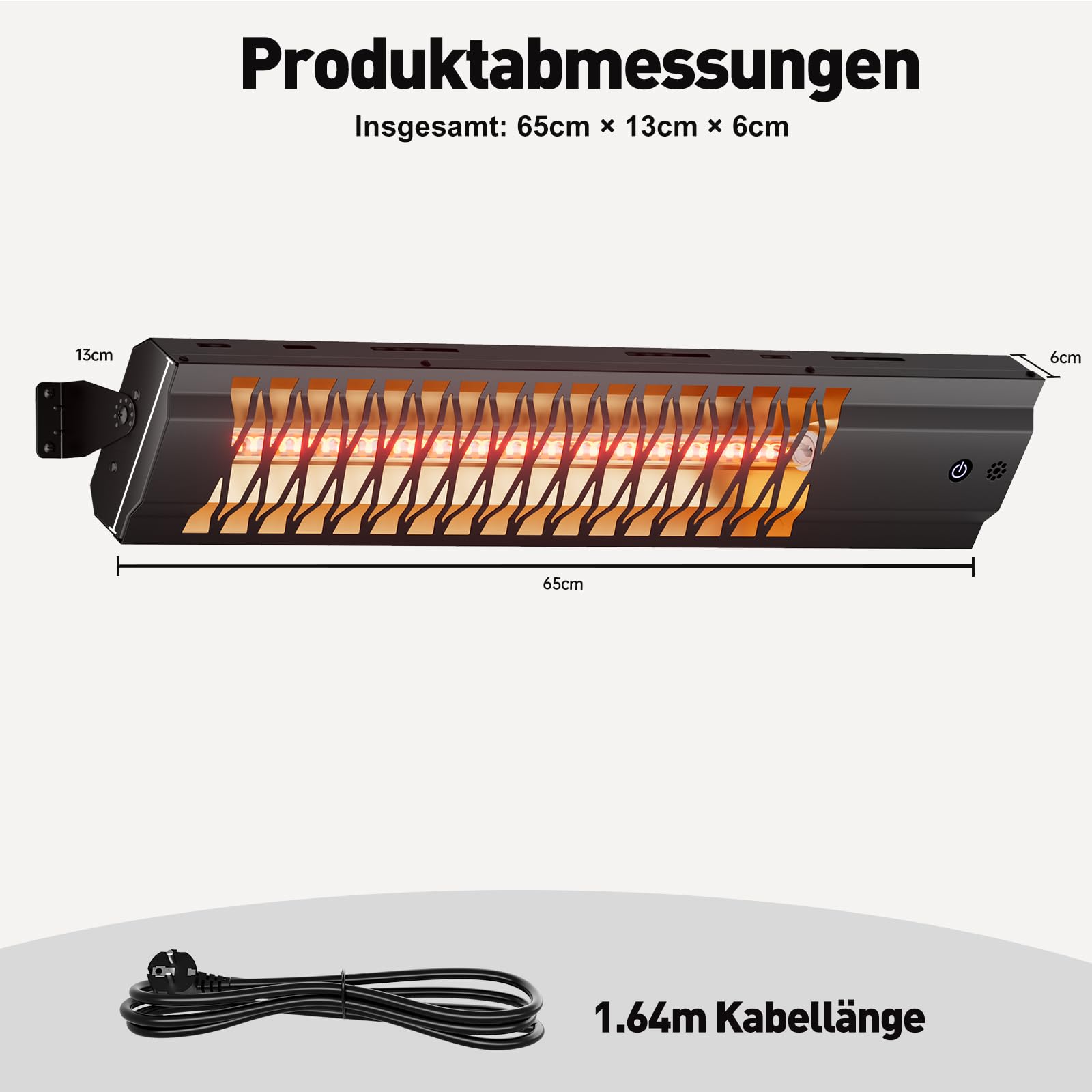 Infrarot Heizstrahler Terrasse 2000W, Elektrischer Wandheizer IP65 Wasserdicht, Heizstrahler Outdoor mit Fernbedienung, Terrassenstrahler für Garten, Pavillon, Balkon