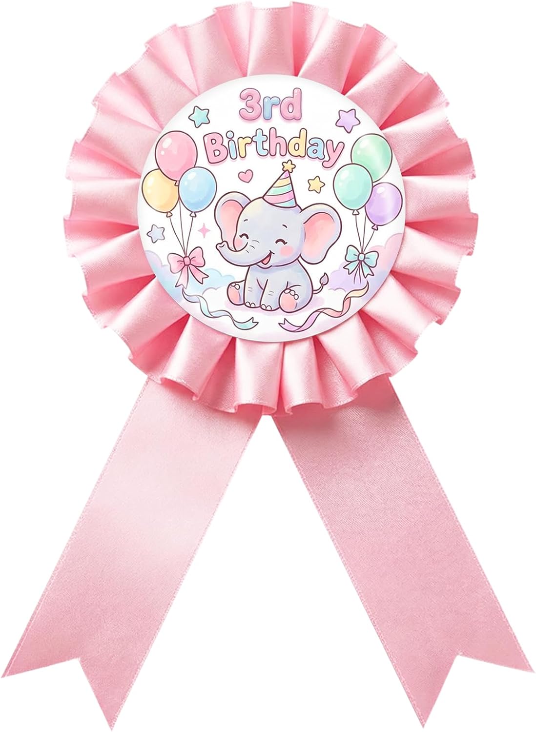 Elephant It's My 1st Birthday Tinplate Badge Pin, Elephant Birthday Girl Award Ribbon Button, Pink Rosette Little Peanut Happy Birthday Brooch Pin for Girl, Jungle Animal Themed 1st Anniversary/ Baby Shower Party Decoration