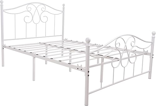 Miniatura 41 de Base de cama de metal Queen con cabecera y estribo, plataforma de granja, marco de cama tamaño Queen para debajo de la cama, no necesita somier y
