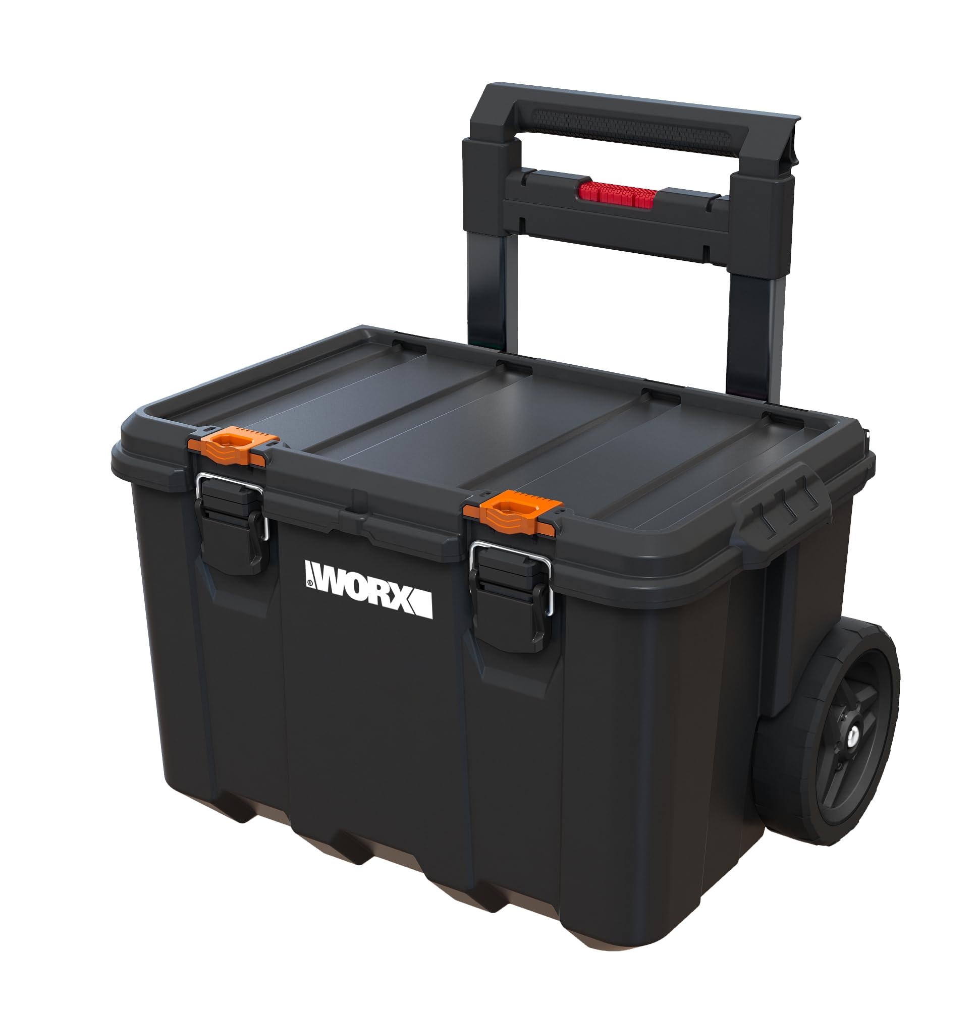 WORX - Sistema de almacenamiento modular, negro, incluido: carrito ruedas de 7 pulgadas, malette, organizador con junta impermeable, 5 años de garantía, tamaño: 41,1 x 52,5 x 69,4 cm