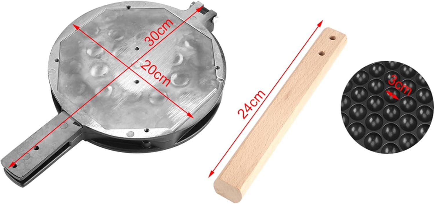 AUNMAS Egg Waffle Baking Mold, Nonstick Aluminum Pan with Wood Handles, for Home Commercial Use Party Cafe Tea Shop