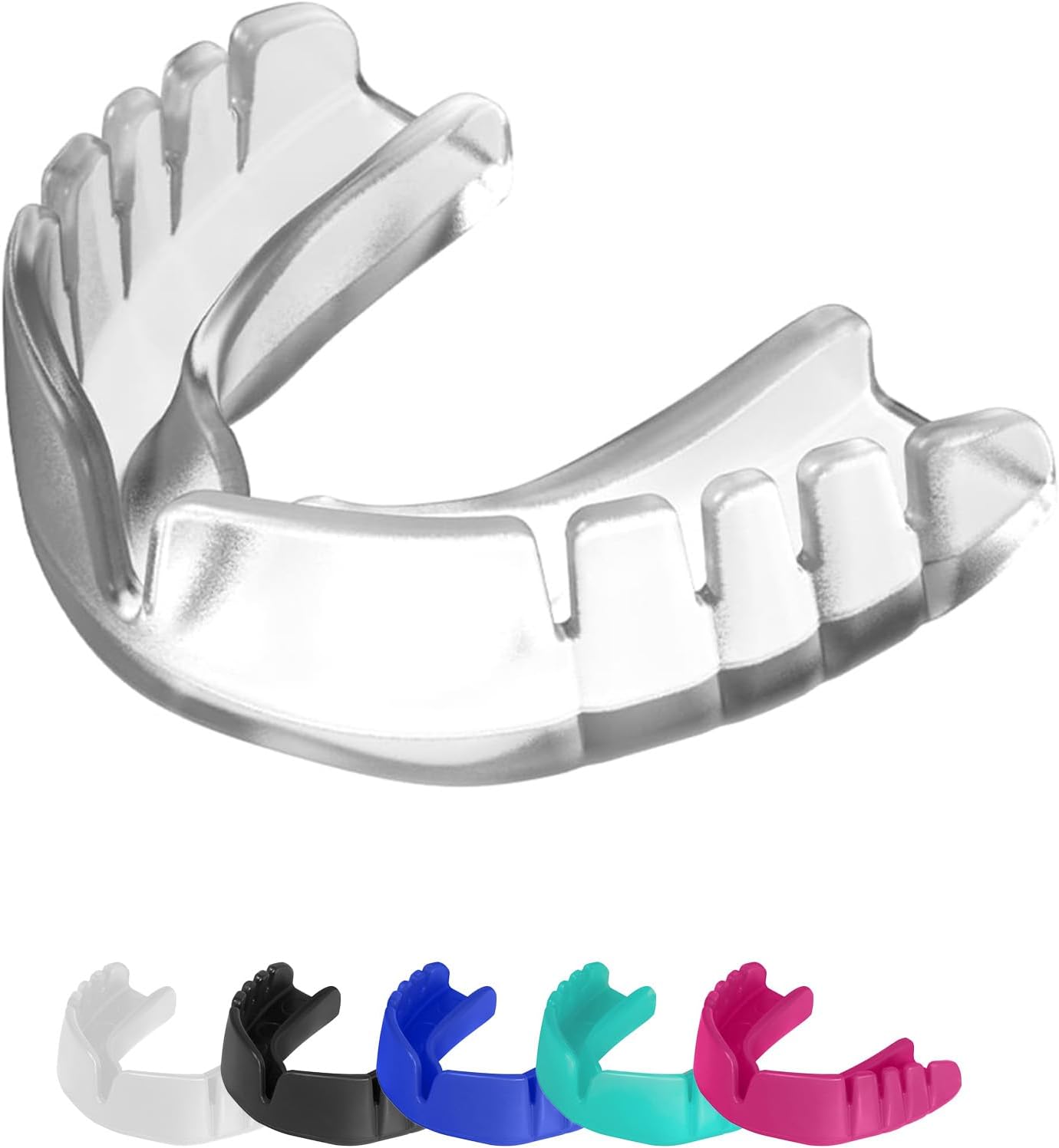 Snap-Fit Instant Level Mouth Guard – Quick Protection Mouthguard for Lacrosse, jiu Jitsu, Rugby, MMA, Boxing, Wrestling, and Football Mouthpiece – Includes Mouth Guard Case (Adult, Clear)