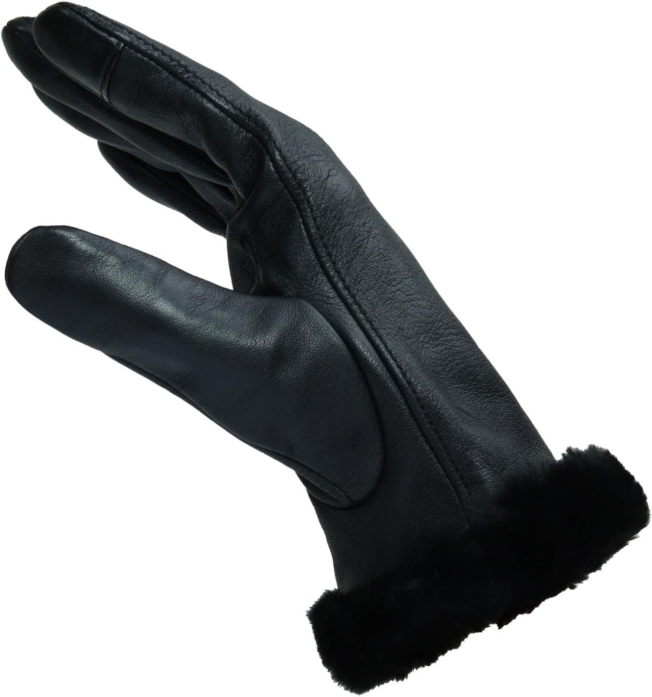 UGG Women’s Sheepskin Cuff Gloves with Touchscreen Fingertips, Genuine Leather Exterior, Fur Trim, and Logo Detail - Image 4