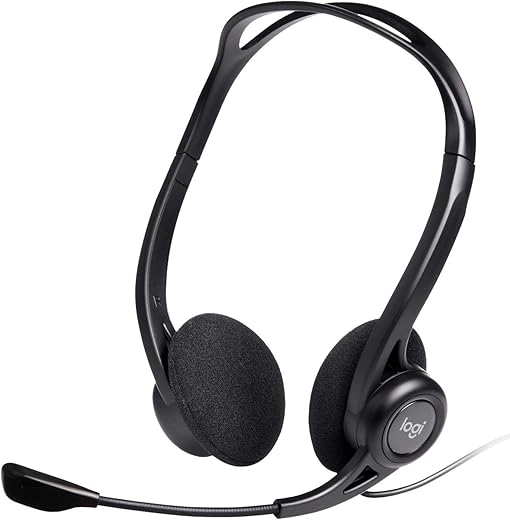 Logitech H370 USB Stereo Wired Over Ear Headphones with mic,in-Line Controls, Adjustable Headband, PC/Mac/Laptop – Black