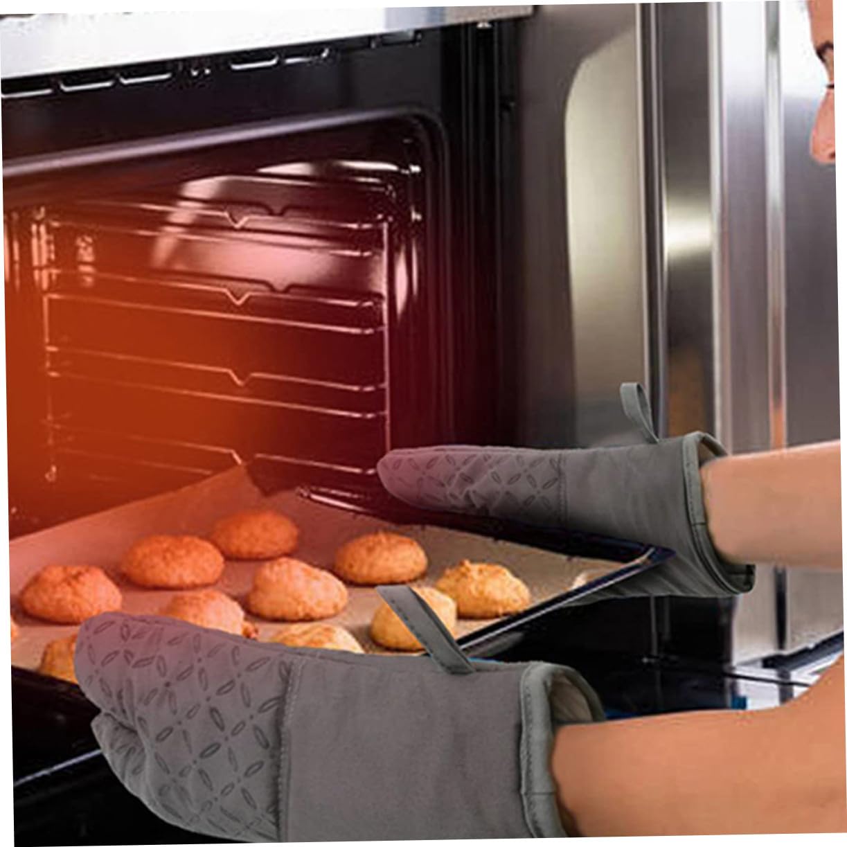 Ofenhandschuhe Hitzebeständig und Topflappen Wärmeisolierende Küchenhandschuhe aus Silikon rutschfeste Kochutensilien