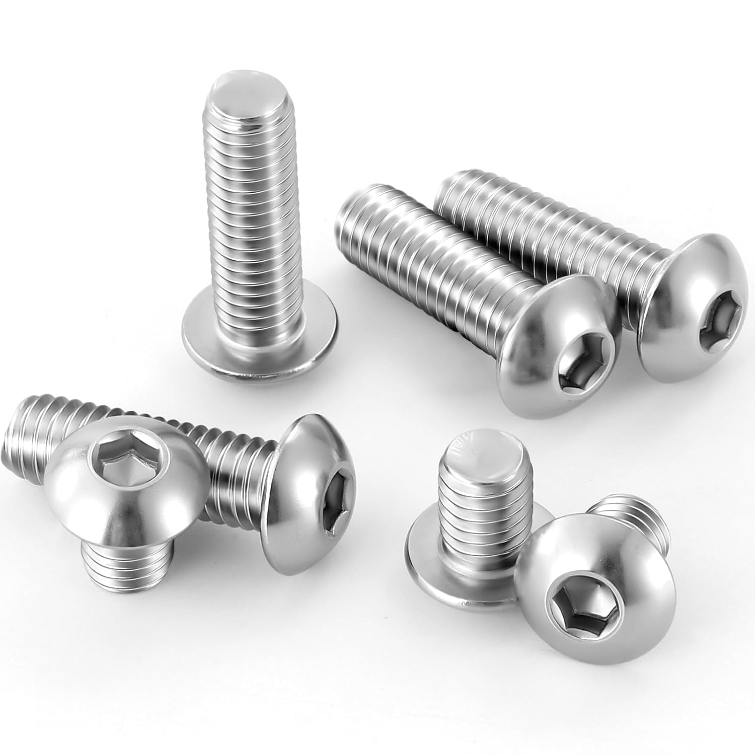 SYLIX M6 x 12mm Allen Button Head Screws, Stainless Steel, Bright Finish | Set of Bolt with Nut & Washer for Home, Industrial, Plumbing (25 pcs) - Image 3 thumbnail