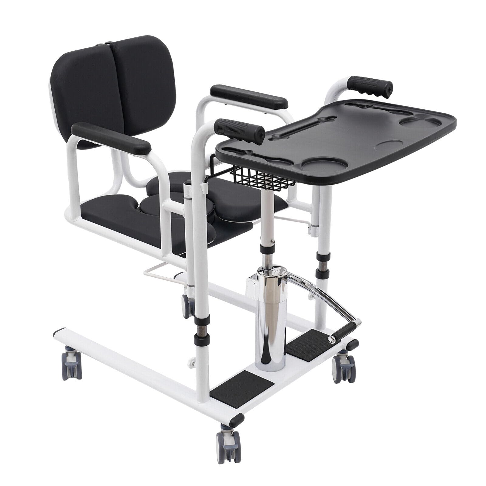 Sollevatore portatile per anziani e anziani, sollevatore disabili,supporto per trasferimento, sedia da doccia multifunzione con seduta divisa a 180°, portata 150 kg (nero)