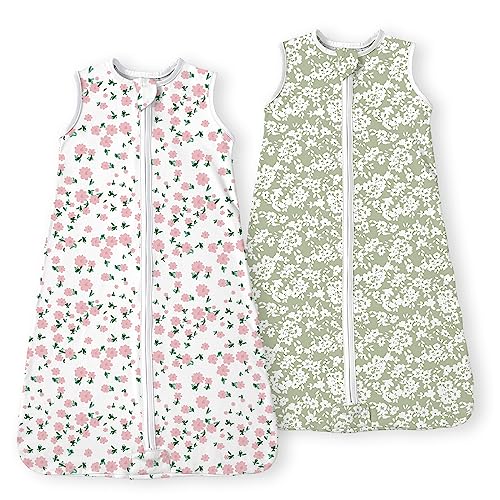 Image of TOTBASIC Baby Sleep Sack 2-Pack, Light & Soft Unisex-Baby Wearable Blanket, 2-Way Safe Zippers Sleeping Bags for Babies 0-3-6-12-18-24 Months 0.5 TOG