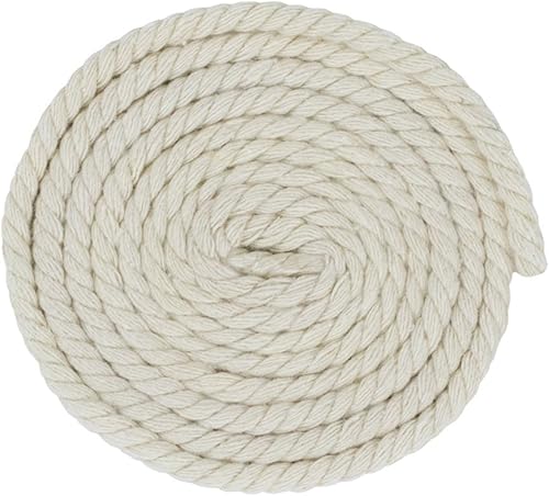Miniatura 2 de Cuerda de algodón natural retorcida, 14 de pulgada, colores sólidos, disponible en longitudes de 10 pies, 25 pies, 50 pies y 100 pies