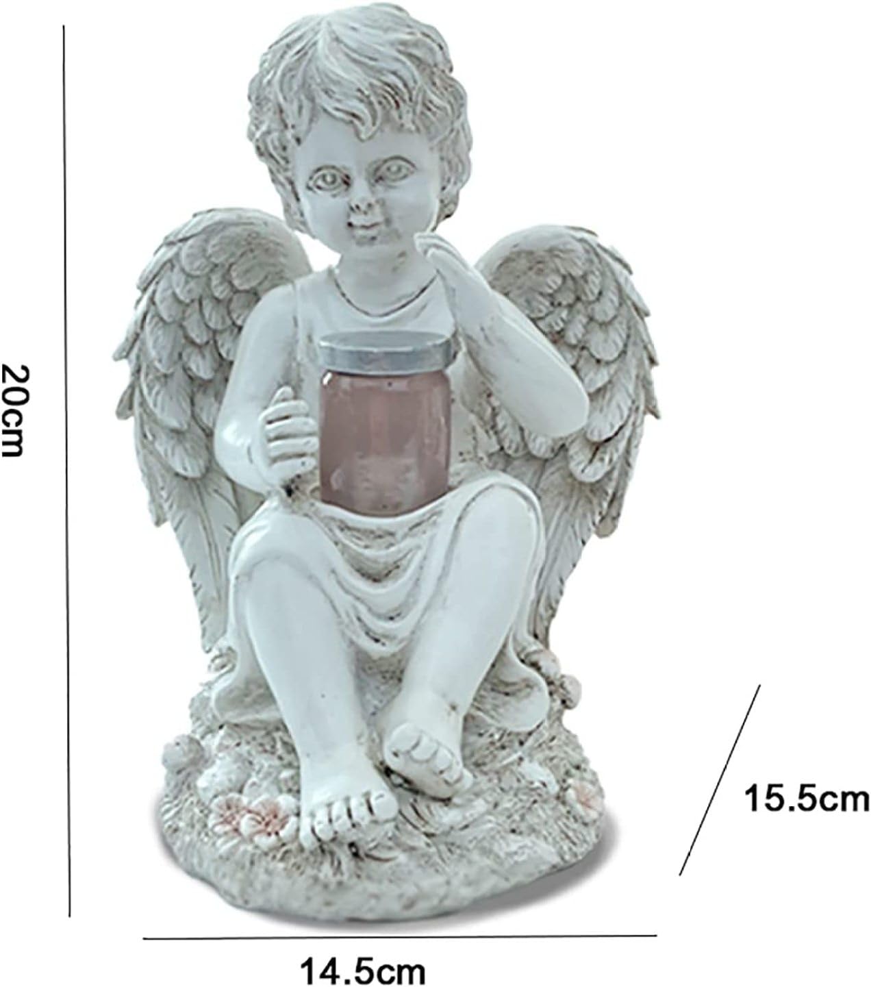 Statua Angelo Solare Per Giardino Con Luce LED – Decorazione Commemorativa Per Cimitero O Esterni - 2