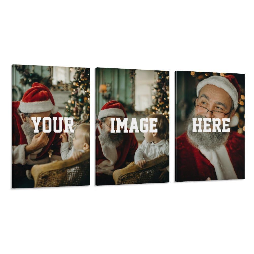 3 Panel Wall Art Set, Customized Poster Print, Custom Canvas Prints With Your Photos, Custom Wall Art for Bedroom, Living Room, Gifts for Wedding Baby