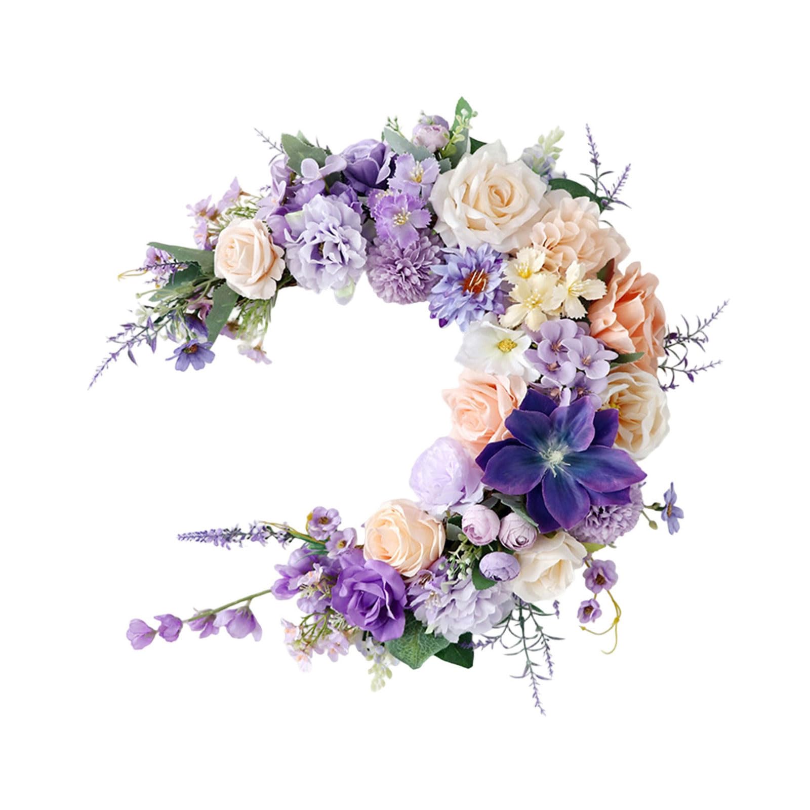 carotoe Shape Wreath Artificial Flower Wall Art for Seasonal Celebration Indoor Beautifying Party Hanging Ornament