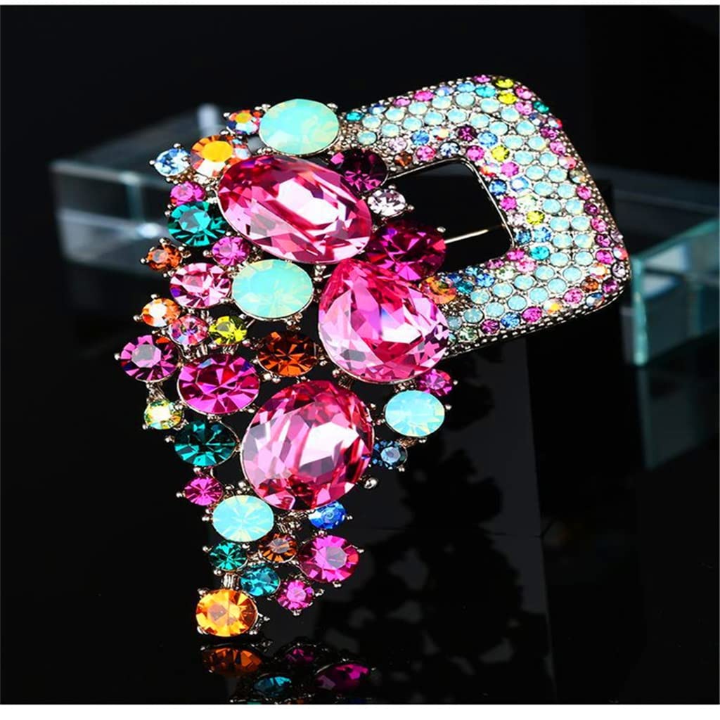Große Vintage Elegante Regenbogen-Kristall-Blumen-Brosche, botanische Brosche, Damen-Party-Anstecknadel, passend zu Jacke