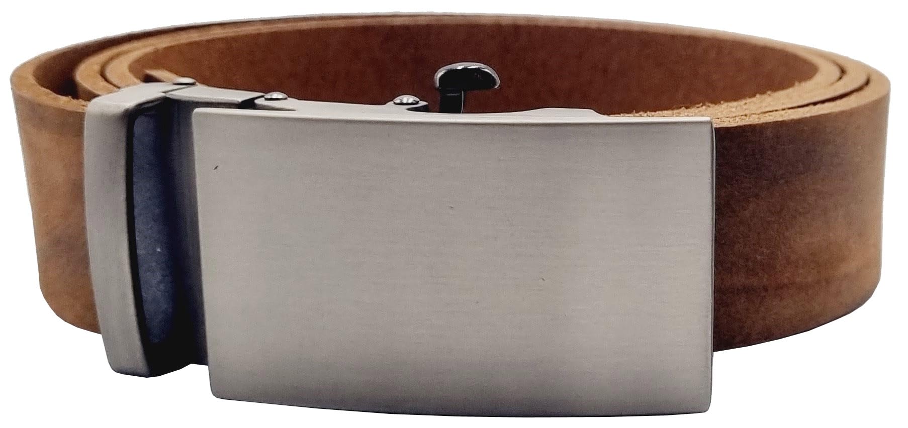 Ledergürtel 3,5 cm breit braun Automatikgürtel ohne Plastikratsche Made in Germany 100% Leder Vollleder Rindsleder Büffelleder Damen Herren Anzug Jeans Arbeitshose