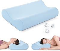 Vista 10 de AM AEROMAX Almohada de espuma viscoelástica con contorno firme, almohada cervical para aliviar el dolor de cuello, almohadas ortopédicas para dormir